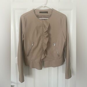 ZARA Faux Leather Ruffle Cropped Jacket Size Large